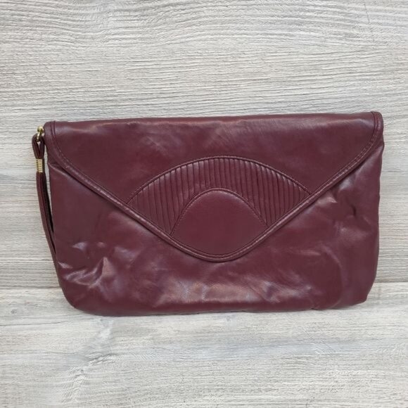 Vintage maroon envelope clutch wristlet made in Taiwan R.O.C - Picture 14 of 14